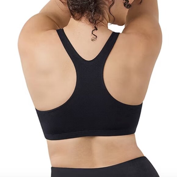 Leading Lady Wirefree Cotton Racerback Sports Bra- 514, Black Sz 38 B/C/D - Picture 3 of 3